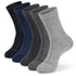 Five pairs of men's socks in various colors.