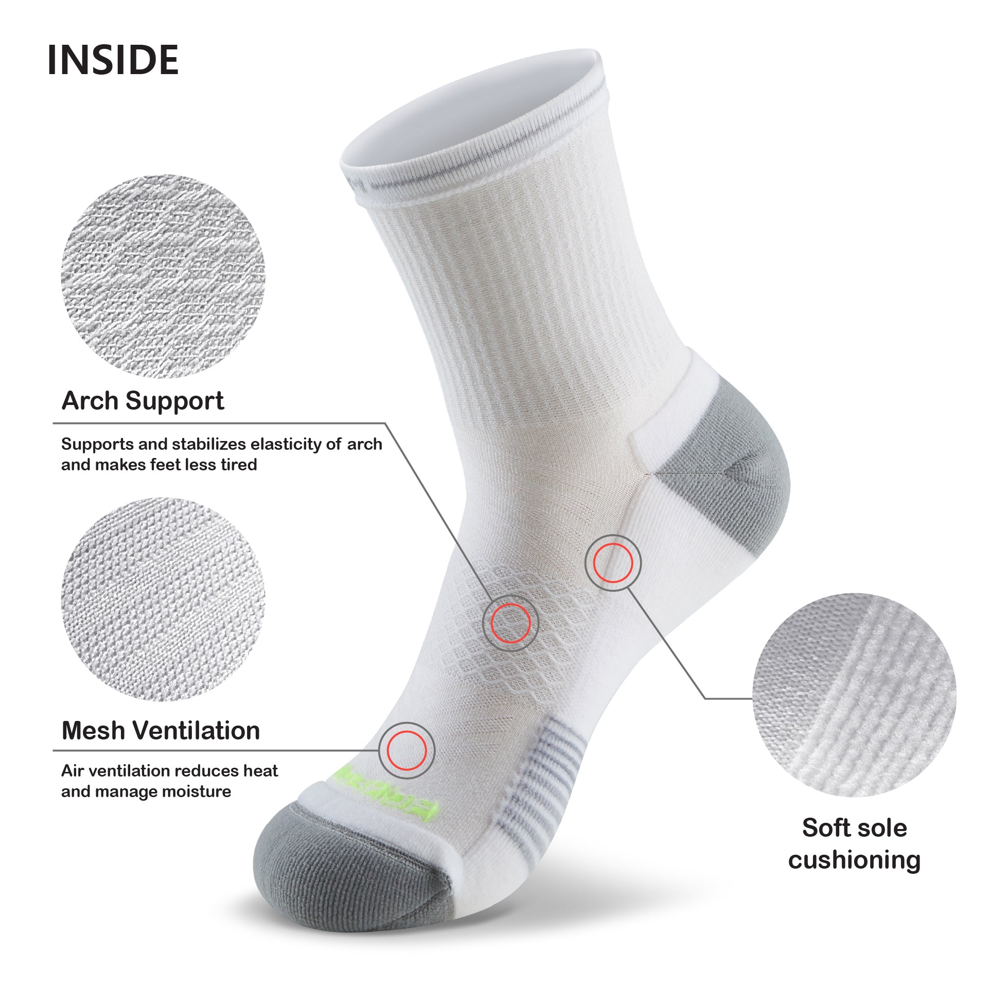 running performance cushioned quater crew socks