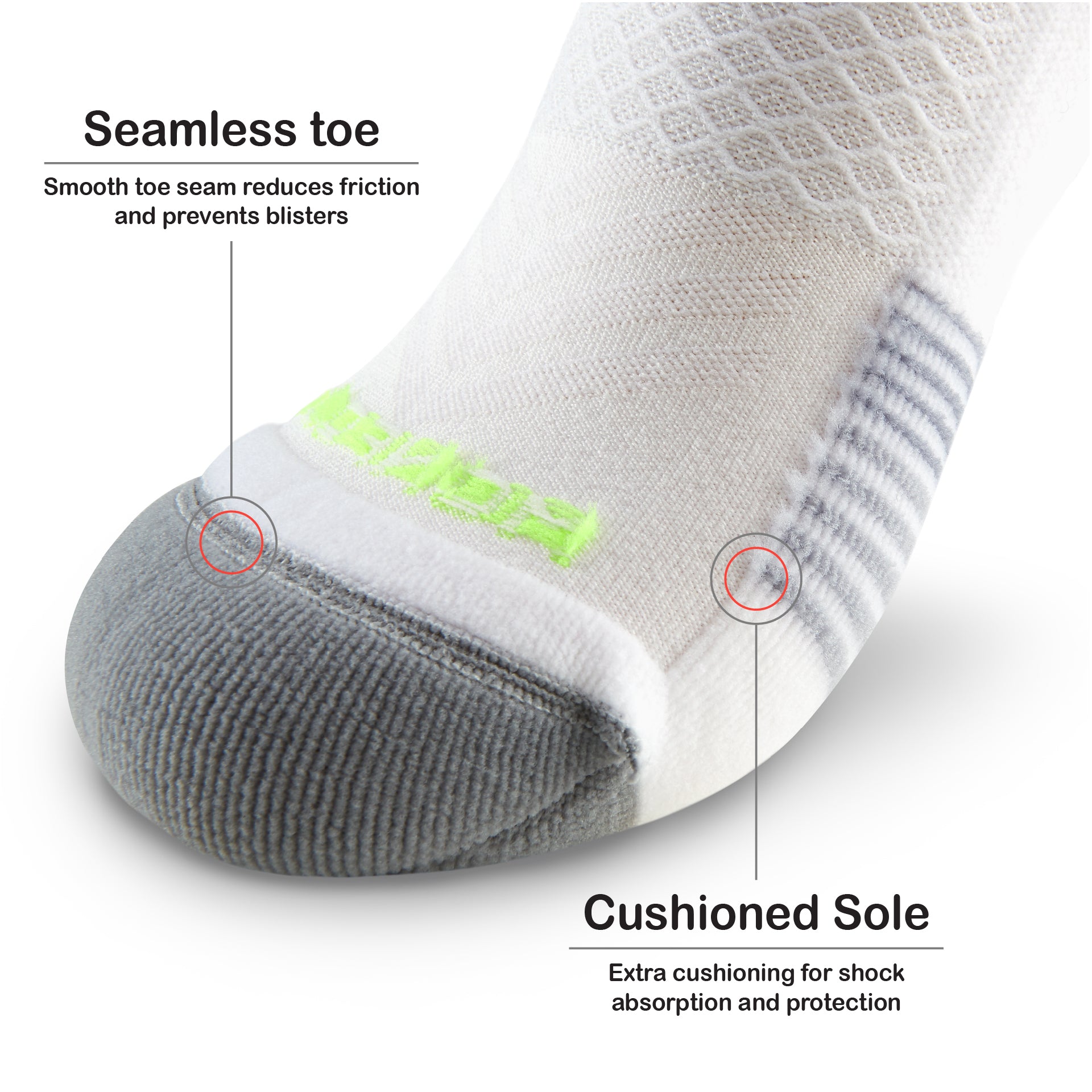 running performance cushioned quater crew socks