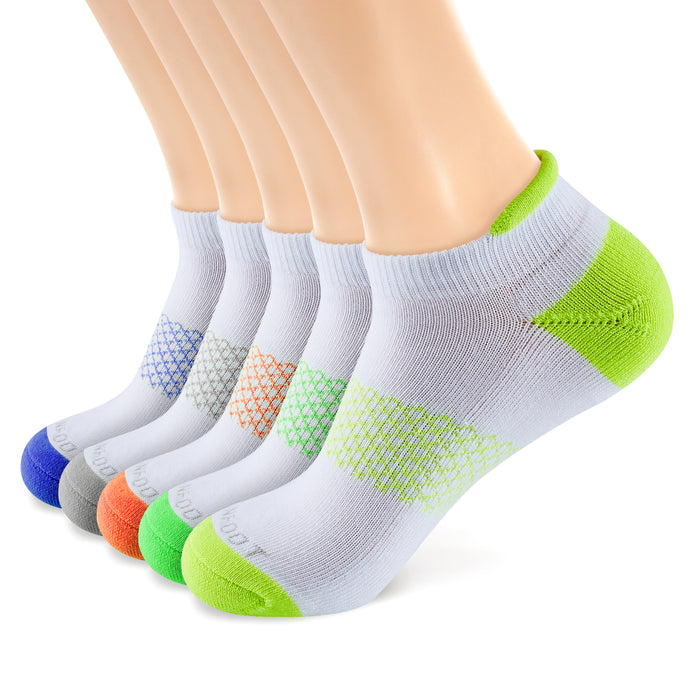 running performance heel tab ankle socks#color_white-assort-5pairs