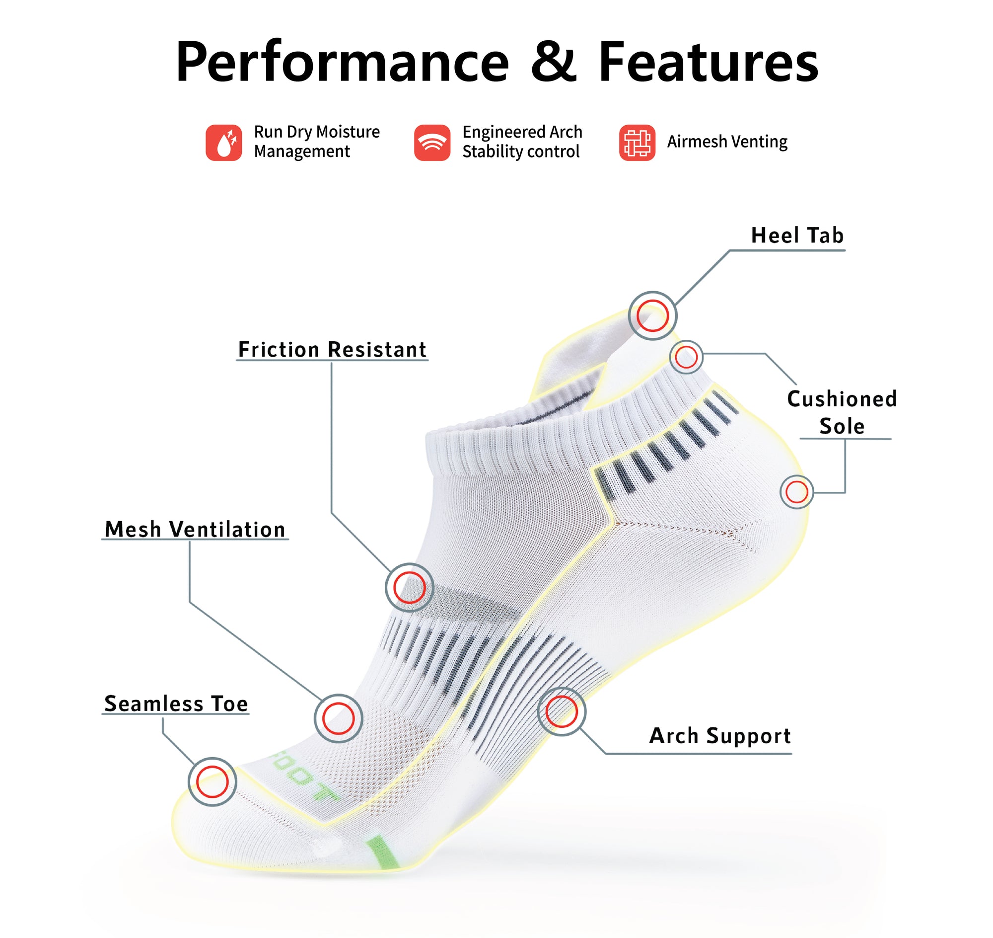 running performance cushioned heel tab ankle socks