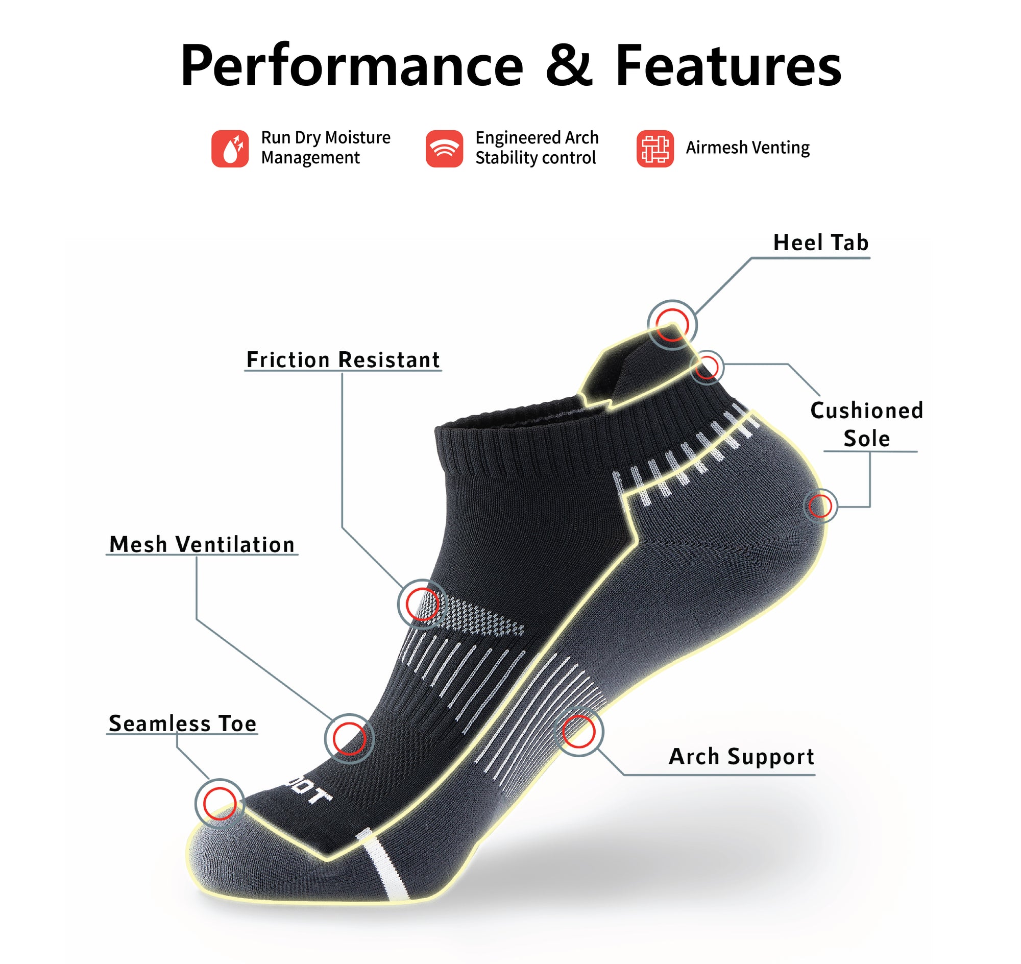  running performance cushioned heel tab ankle socks#color_black