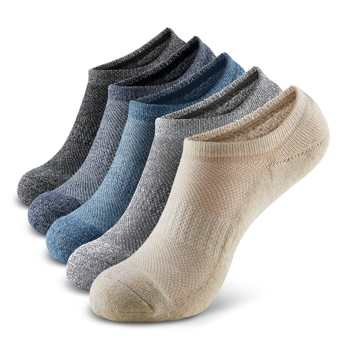 TT Cushion No Show Socks Non Slip#color_beige-grey-blue-navy-black-mix