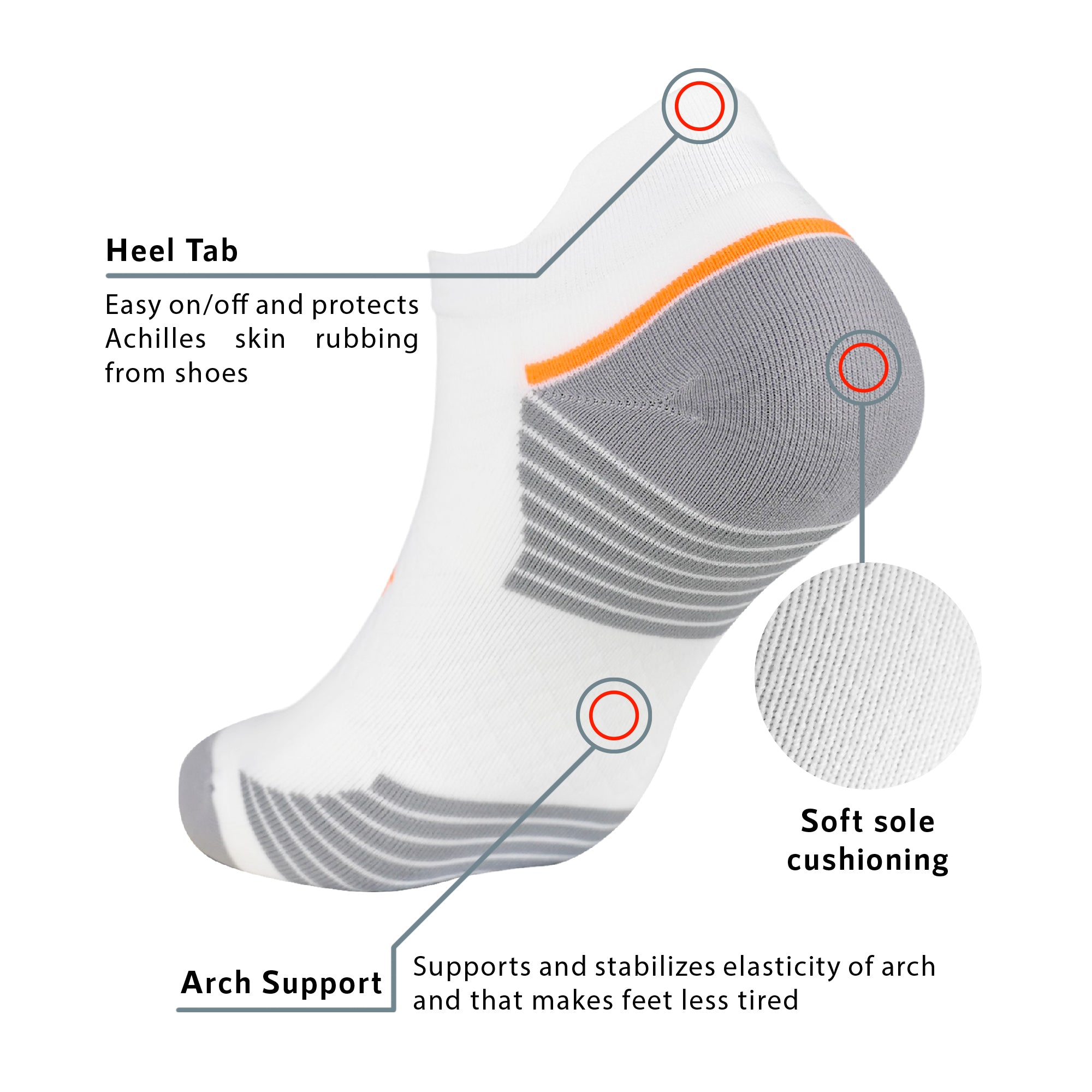 Athletic Silky Dry Ankle Tab 3 Pairs Pickleball Socks