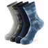 A group of three pairs of socks sitting next to each other.